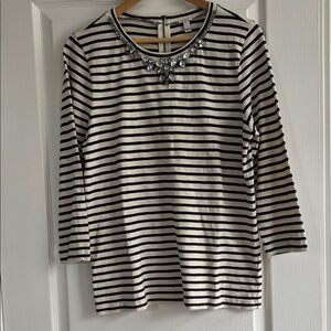 J. Crew Navy and Cream Striped Long Sleeve Top